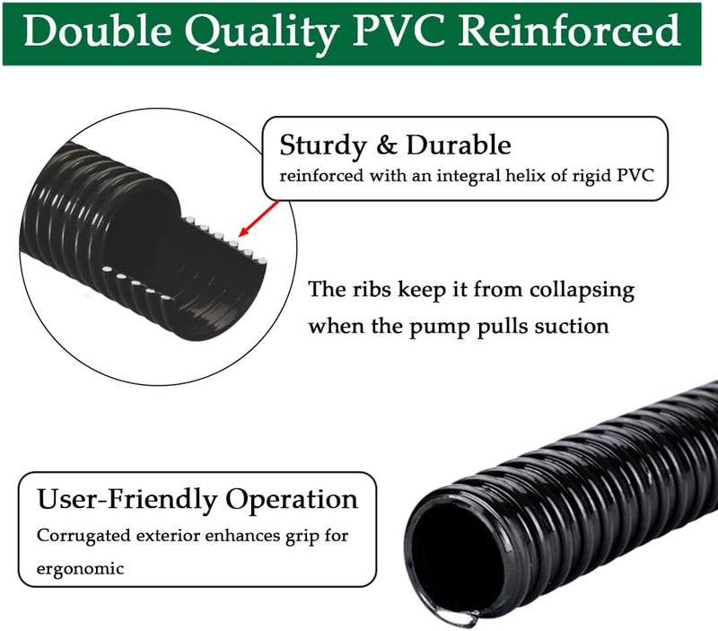 DAVCO Kinkproof 1-1/4 Dia Waterfall, Pond Tubing & Aquarium Hose, 1-1/4-Inch ID, 20 FT, Black, Corrugated - Image 3